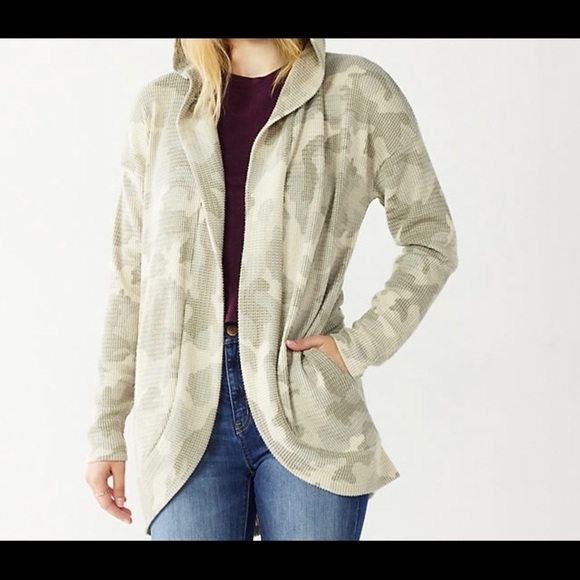 - NWT- Junior’s SO Hacci Hooded Cardigan ,camouflaged Tie Dye- Size: XS - Picture 1 of 5